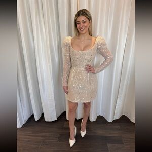 NWT By Watters Sparkler Long Sleeve Sparkly Dress s. 8